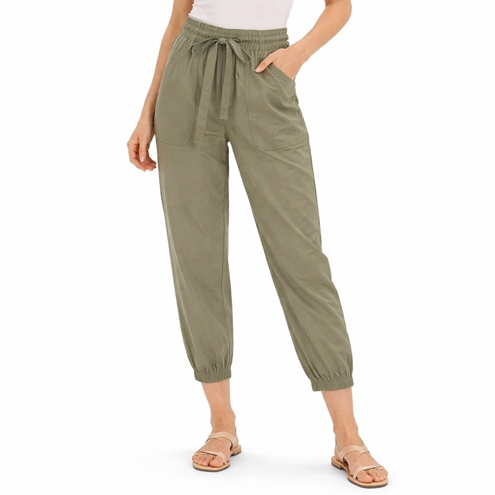 Abercrombie Sage Green Paperbag Waist Jogger Pants Cropped Utility S